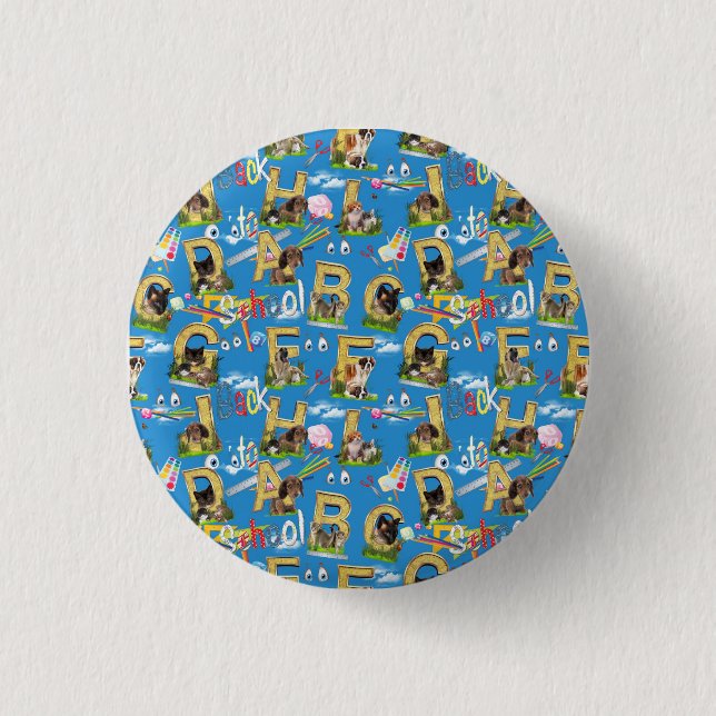 Back To School ABC Repeat Design 1 Inch Round Button (Front)