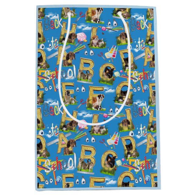 Back To School ABC Repeat Design Medium Gift Bag (Front)