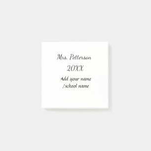 Back to school add teacher name year school name  post-it notes