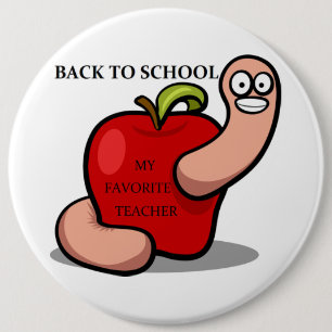 "BACK TO SCHOOL" APPLE 6 INCH ROUND BUTTON