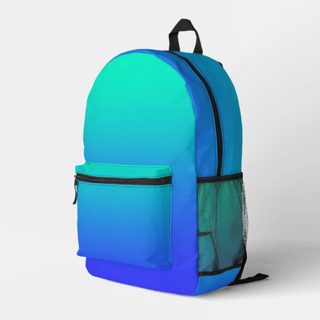 Back To School Aqua Blue  Printed Backpack (Back Corner Right)