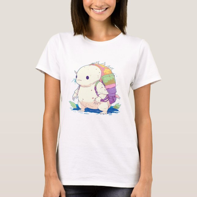 Back to School Axolotl Kawaii Cartoon T-Shirt (Front)