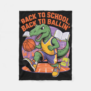 Back To School Back To Ballin Basketball Dino Fleece Blanket