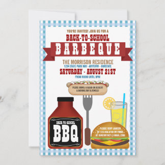 Back to School Barbeque Party Invitations
