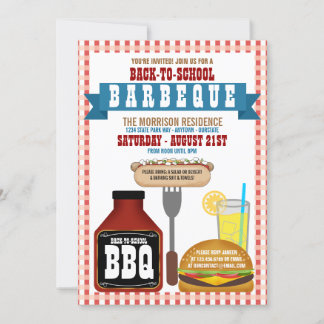 Back to School Barbeque Party Invitations
