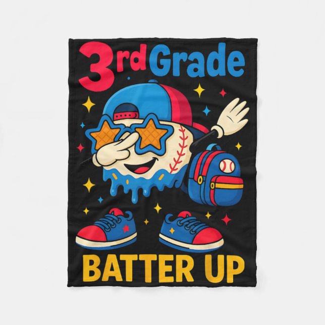 Back To School Baseball Ice Cream Drip First Day O Fleece Blanket (Front)