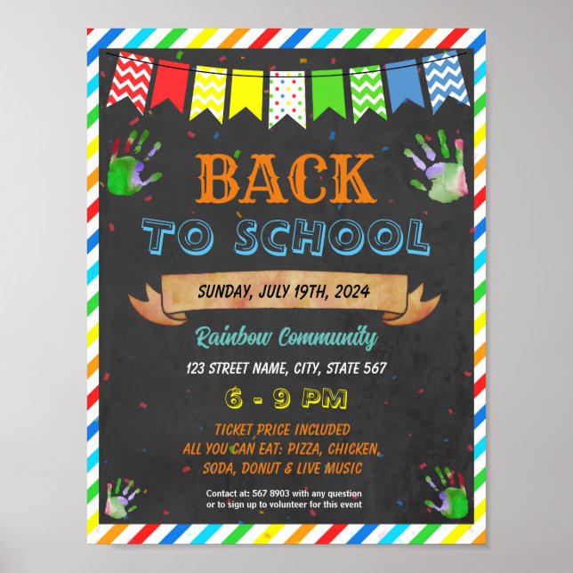 Back to school bash event template poster (Front)