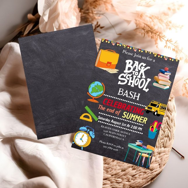Back to school bash the end of summer party  invitation (Creator Uploaded)