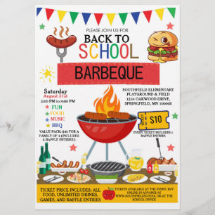 Back to School BBQ Invitation Flyer Editable