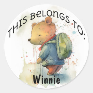 Back to School Bear Classic Round Sticker