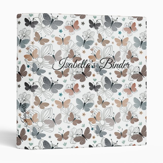 Back to School Beautiful Butterflies Name Binder (Front/Spine)