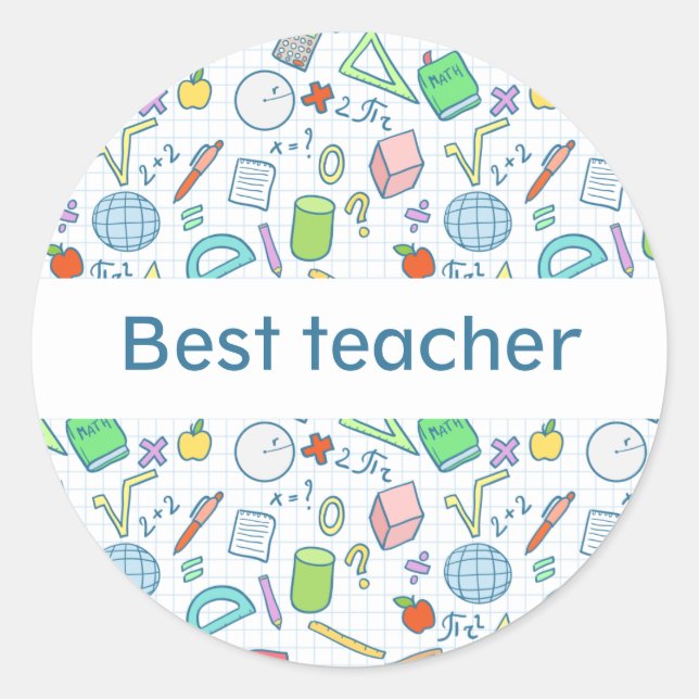 Back to school: "Best teacher" sticker (editable) (Front)