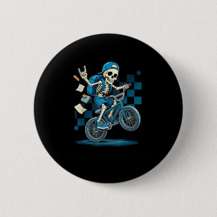 Back To School Biker Skeleton Riding Bmx Bike Ride 2 Inch Round Button