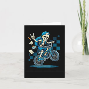 Back To School Biker Skeleton Riding Bmx Bike Ride Card