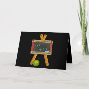 Back to School black chalkboard and apple Holiday Card