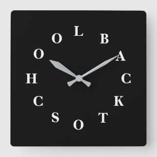 Back To School Black Square Wall Clock by Janz