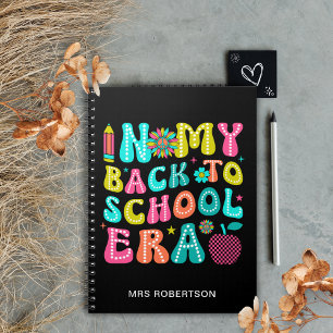 Back to school black teacher spiral notebook