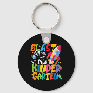 Back To School Blast Off Into Kindergarten Cute Bo Keychain