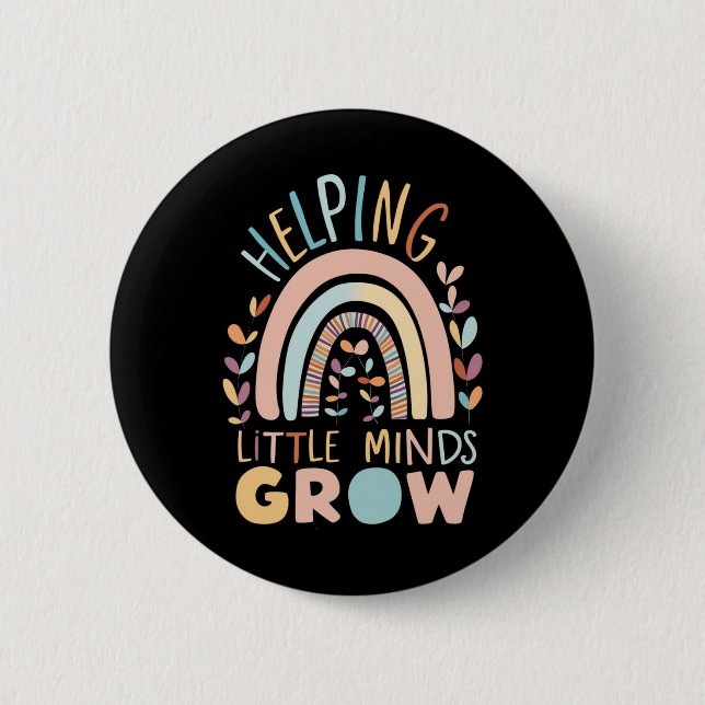Back-to-school Boho Helping Little Minds Grow Teac 2 Inch Round Button (Front)