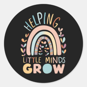 Back-to-school Boho Helping Little Minds Grow Teac Classic Round Sticker