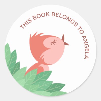 Back to School Bookplate Cute Bird Chick Girly