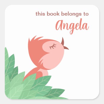 Back to School Bookplate Cute Bird Chick Girly