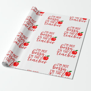 back to school bossy teacher wrapping paper
