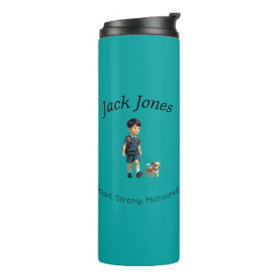 Back to School Boy & Dog Custom Water Bottle