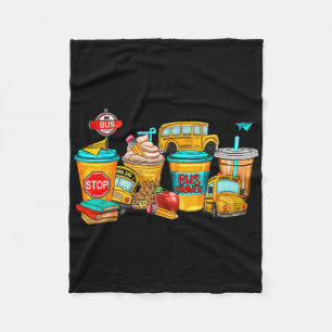 Back To School Bus Driver Coffee Cups Fleece Blanket
