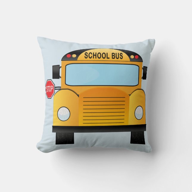 Back to school bus throw pillow (Front)