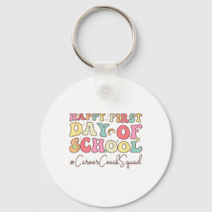 Back To School Career Coach Squad Groovy First Day Keychain