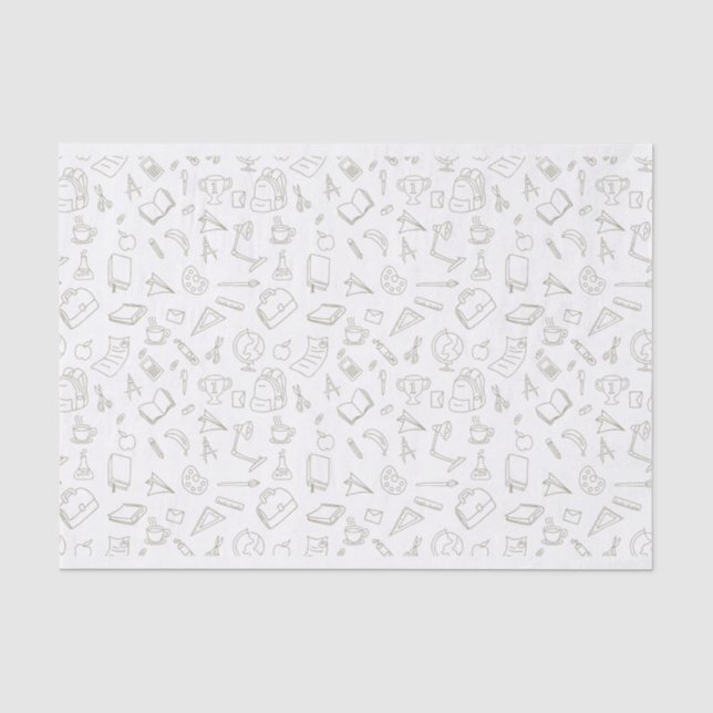 Back to School Cartoonish Icons Fun Tissue Paper (Front)