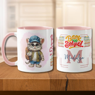 Back To School Cat Wearing Backpack Customized Mug