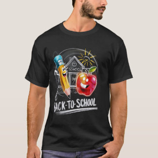 Back To School Chalk Teacher Funny Kids First Day  T-Shirt
