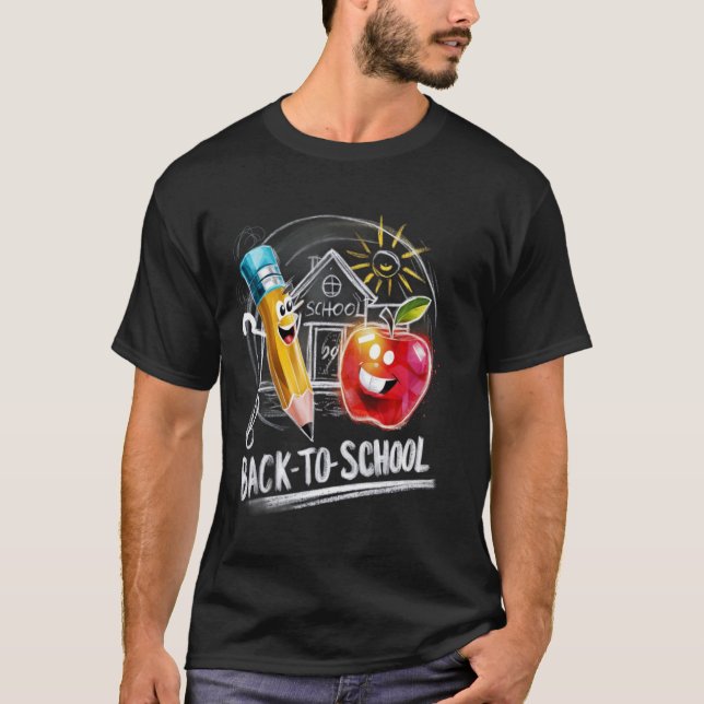 Back To School Chalk Teacher Funny Kids First Day  T-Shirt (Front)
