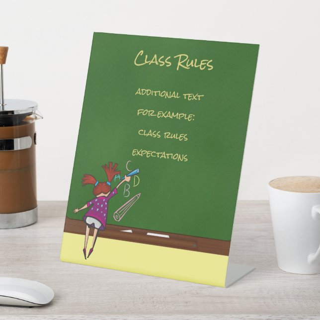 Back to School Chalkboard with Girl Pedestal Sign (In SItu)