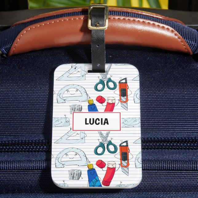 Back to School characters Luggage Tag (Front Insitu 2)
