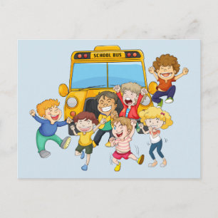 Back to school children postcard