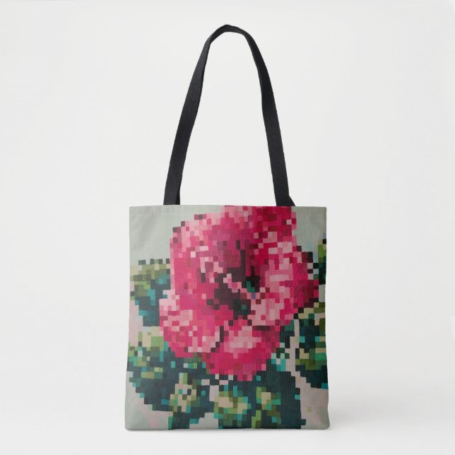 Back to school colorful Pixel hibiscus flower  Tote Bag (Front)