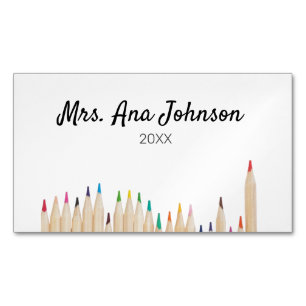 Back to school colour pencils add name class year 	Magnetic business card