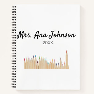 Back to school colour pencils add name class year notebook