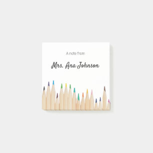 Back to school colour pencils add name class year post-it notes