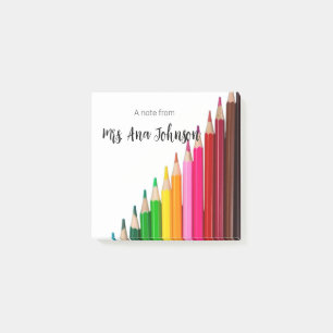 Back to school colour pencils add name class year post-it notes