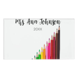 Back to school colour pencils add name class year tag