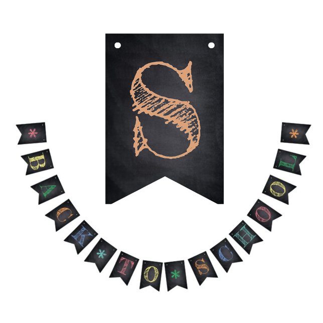 Back to School Coloured Chalkboard Decoration Bunting Flags (Creator Uploaded)