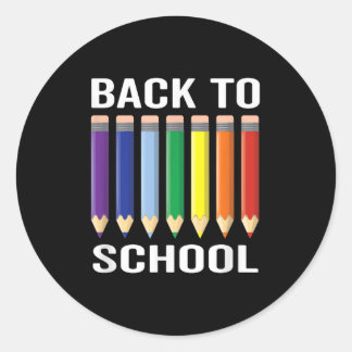 Back To School Coloured Pencils Markers School Sup Classic Round Sticker