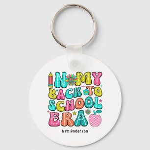 Back to school colourful retro teacher  keychain