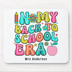 Back to school colourful retro teacher  mouse pad