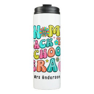 Back to school colourful retro teacher  thermal tumbler