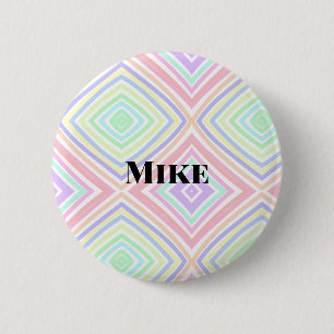 Back to school colourful stripes rainbow add name 2 inch round button